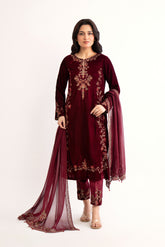 3 Piece Velvet Embroidered Suit (AV0034)